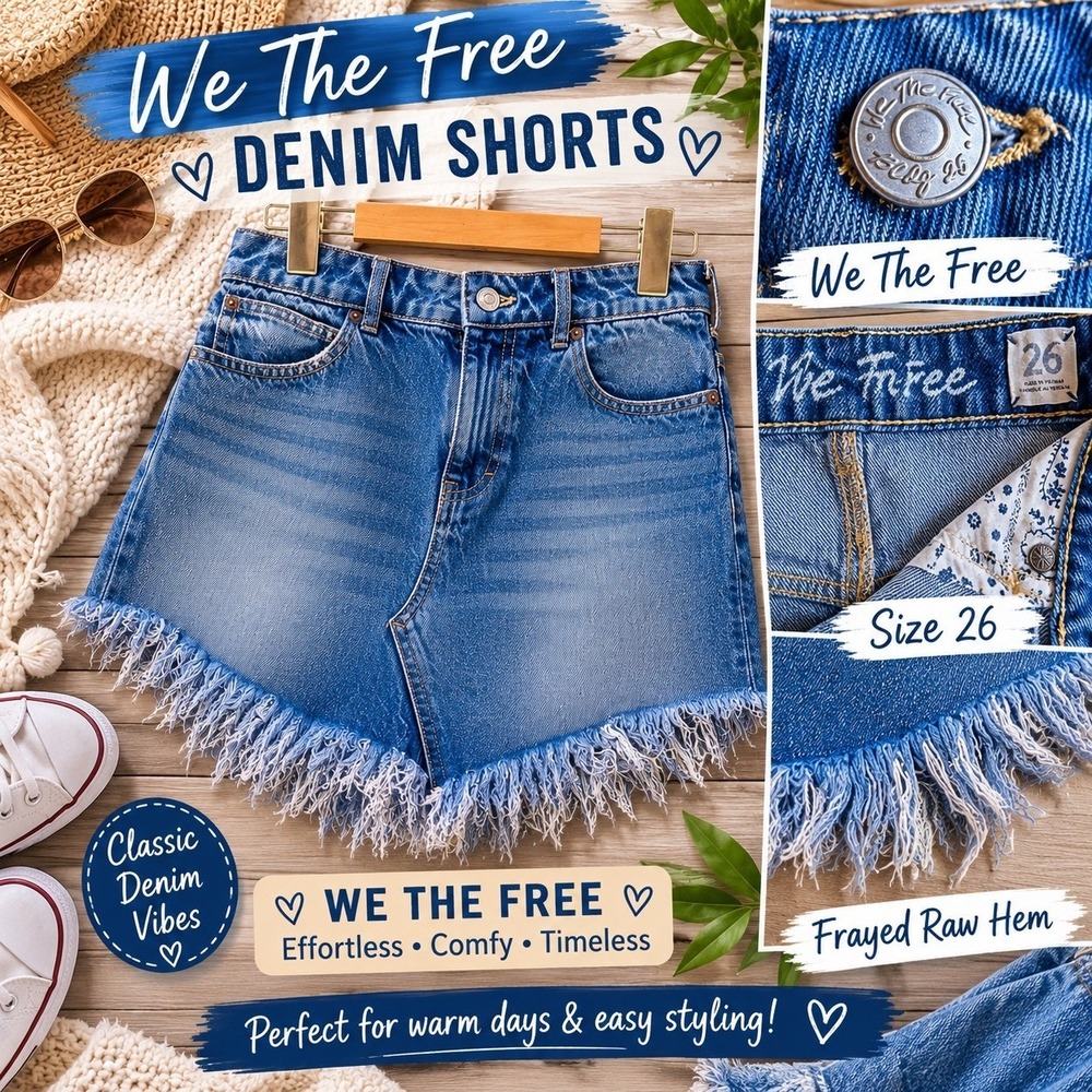 We The Free‎ People Denim Mini Skirt Blue Frayed Raw Hem Size 26 Medium Wash